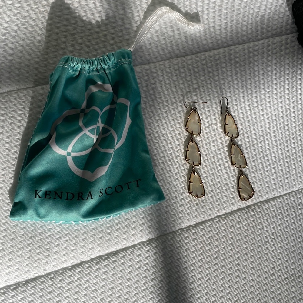 Kendra Scott Triple Tier White Crystal Earrings